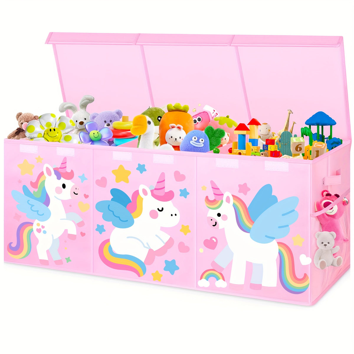 Kids Toy Storage Box Collapsible with Lid – Extra Large Foldable Toy Chest Bin for Playroom, Bedroom & Nursery, Fun Unicorn & Dinosaur Designs, Durable Cardboard, Great Gift for Boys & Girls Ages 3+