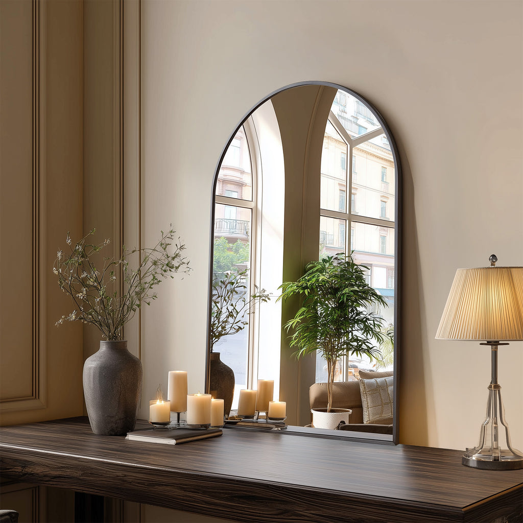Arched Bathroom Mirror Wall Mounted Metal Frame Vanity Makeup Mirror in Gold or Black – 22x30, 24x36, 26x38 Inch for Bathroom Bedroom Entryway & Living Room