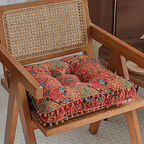 Moroccan Boho Meditation Floor Cushion Pad Thick Soft 100 Percent Linen Cover Bohemian Style for Living Room Bedroom Dining Room Office