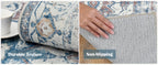 Washable Vintage Area Rug - Chenille Retro Distressed Multi-Print Foldable Lightweight Accent Rug for Entryway Bathroom Kitchen Living Room and Bedroom