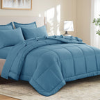 Bed in a Bag Queen 7 Piece Fluffy Comforter Set – Ultra-Soft Microfiber Bedding with Comforter, Fitted Sheet, Flat Sheet & 4 Pillowcases, Hypoallergenic Breathable All Season Bedding Gift for Her