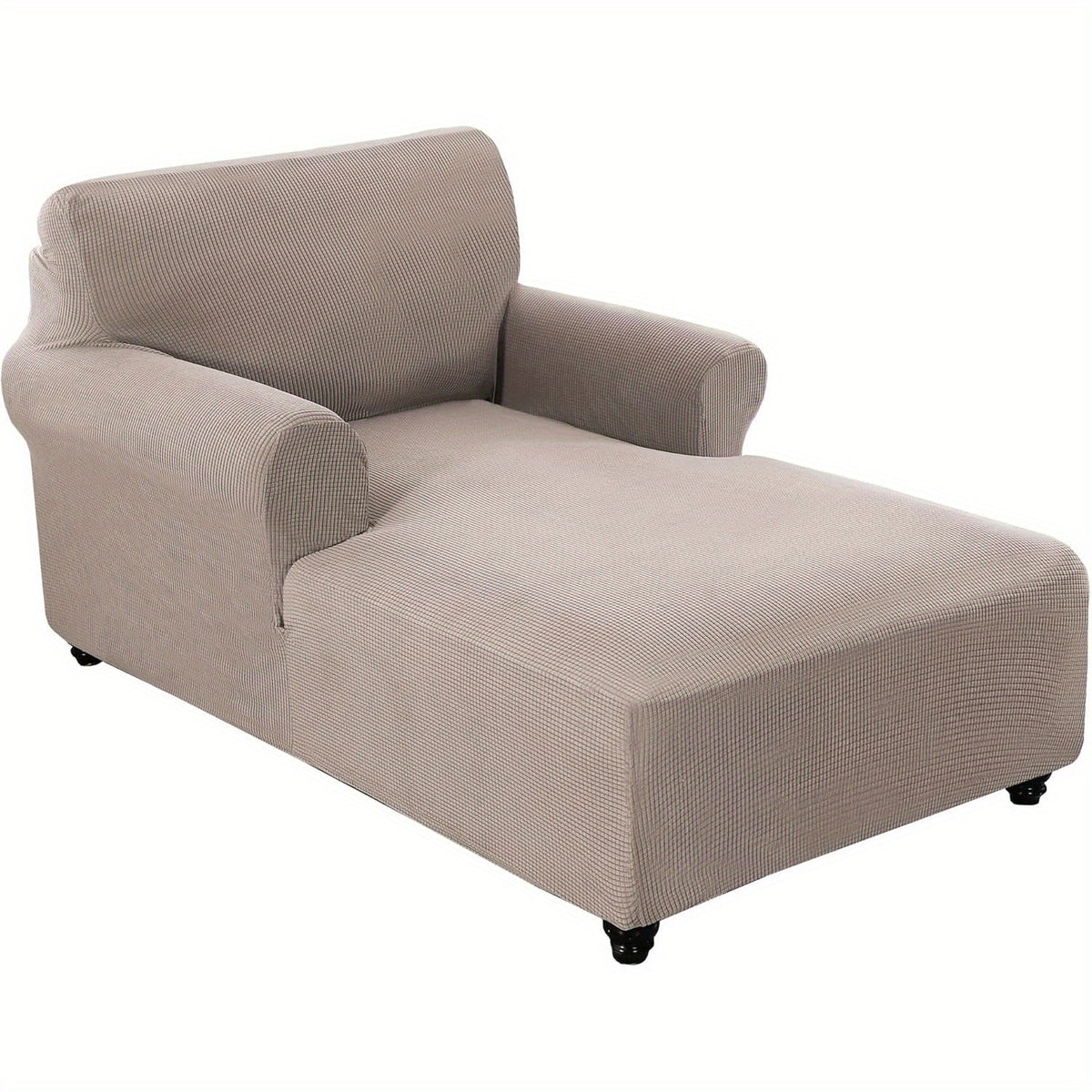Chaise Lounge Cover Stretch Slipcover – Jacquard Lattice Fabric, Soft Machine Washable Chair Cover with No or Double Armrests for Living Room Bedroom, 11 Colors