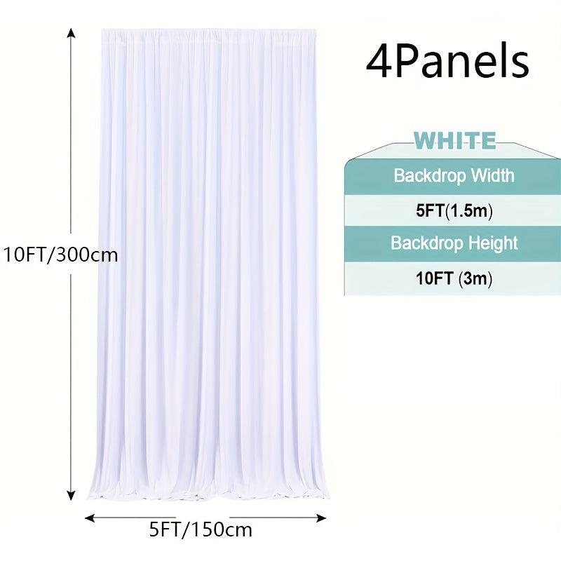 Wrinkle-Free White Backdrop Curtains Polyester, Wedding Party Photo Backdrop Drapes Rod Pocket, Single Panel or Sets of 6 8 12 Pieces