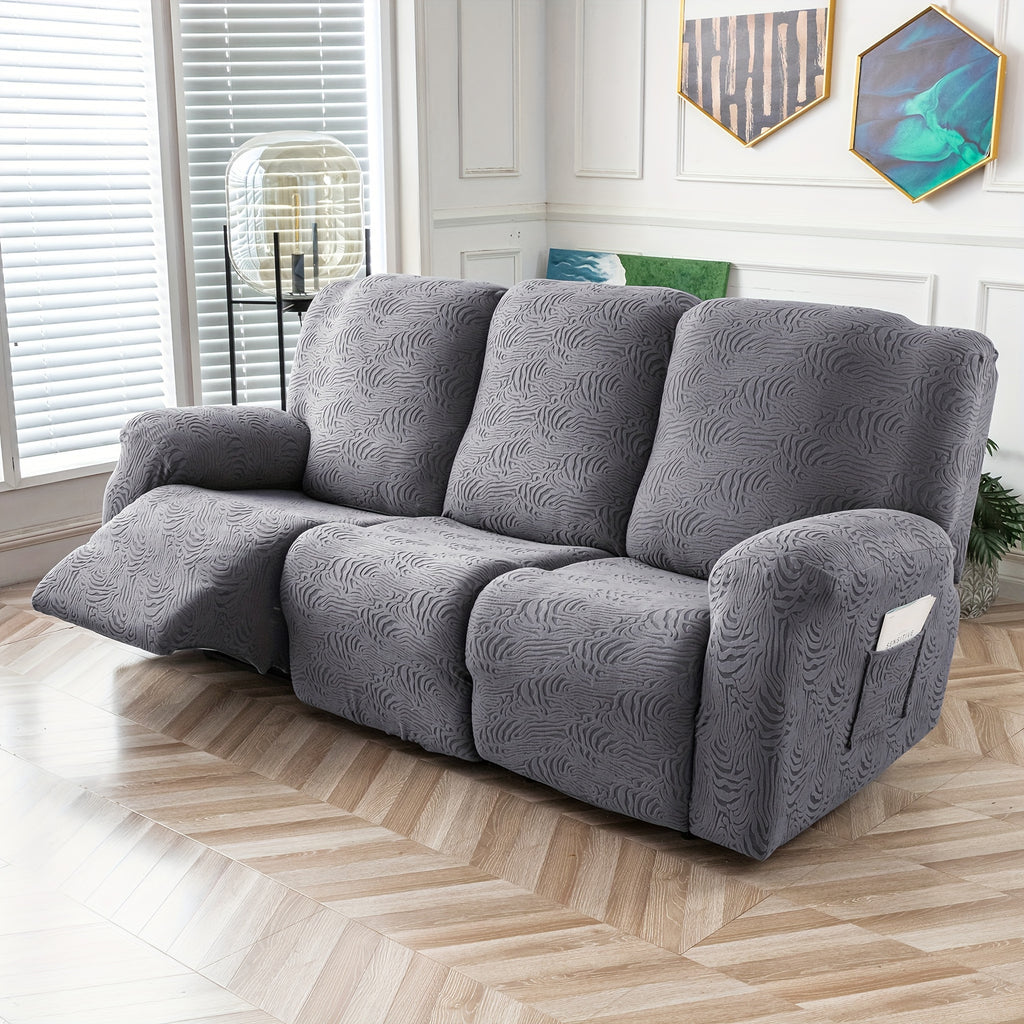5-Piece Recliner Sofa Cover Set – Washable Furniture Protector with Elastic Bottom for 3-Seat Reclining Couch | Chocolate, Black, Grey, Beige