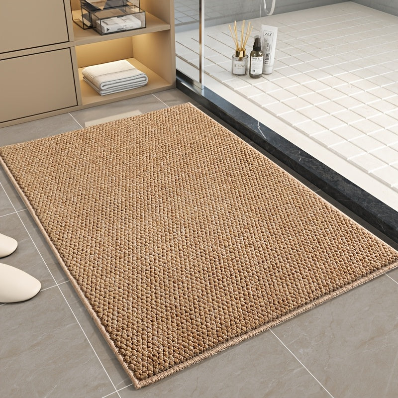 Imitation Sisal Bathroom Mat Non-Slip Water Absorbent – Cat Scratch Resistant Entryway Doormat, Mud & Sand Removal, Easy to Clean, Dark Gray & Brown, 2 Sizes