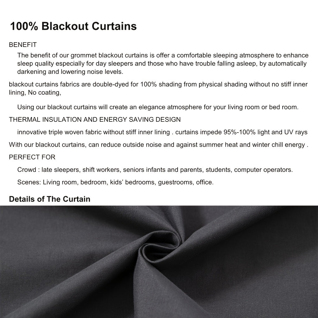 Rod Pocket Blackout Curtains 4 Panels Heavy Duty Coated Lining for Bedroom, Living Room & Office – Modern Room Darkening Thermal Drapes, 2 Sizes