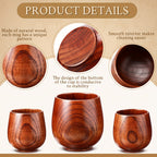 Wooden Tea Cups Set of 10 | Japanese Solid Wood Coffee Mugs 6oz Natural Drinking Teacup for Milk Hot Drinks Home & Kitchen