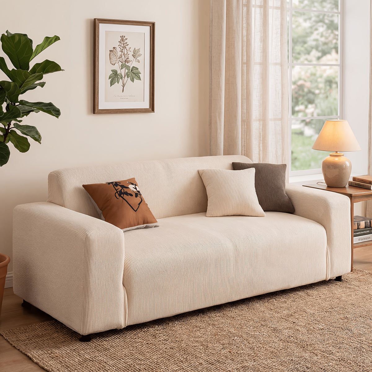 Sofa Slipcover with Skirt – Stretch Jacquard Full Coverage Couch Cover, Pet Proof Non-Slip Machine Washable, Fits 1 2 3 4 Seater Sofa for Living Room Bedroom, All Season Furniture Protector