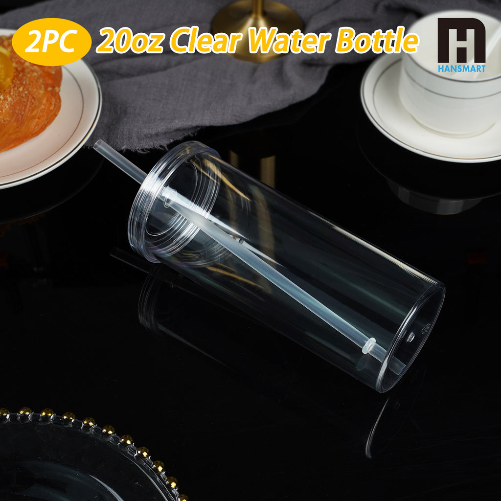 20oz Clear Plastic Cup with Lid & Straw – Reusable Iced Coffee Tumbler Set for Commuting, Office, Travel & Daily Use | 2-Pack & 4-Pack