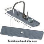 Silicone Sink Drying Mat & Faucet Splash Pad with Sponge Holder – Wave Pattern, 5° Drainage Slope, Heat-Resistant, 3 Sizes & 3 Colors for Kitchen & Bathroom Counter