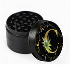Manual Spice & Herb Grinder with Pollen Catcher - Personalized A-Z Initial Letter Metal Crusher, Portable 2 Inch Golden Marble Alphabet Design, Gift for Smokers & Herb Lovers (Black)
