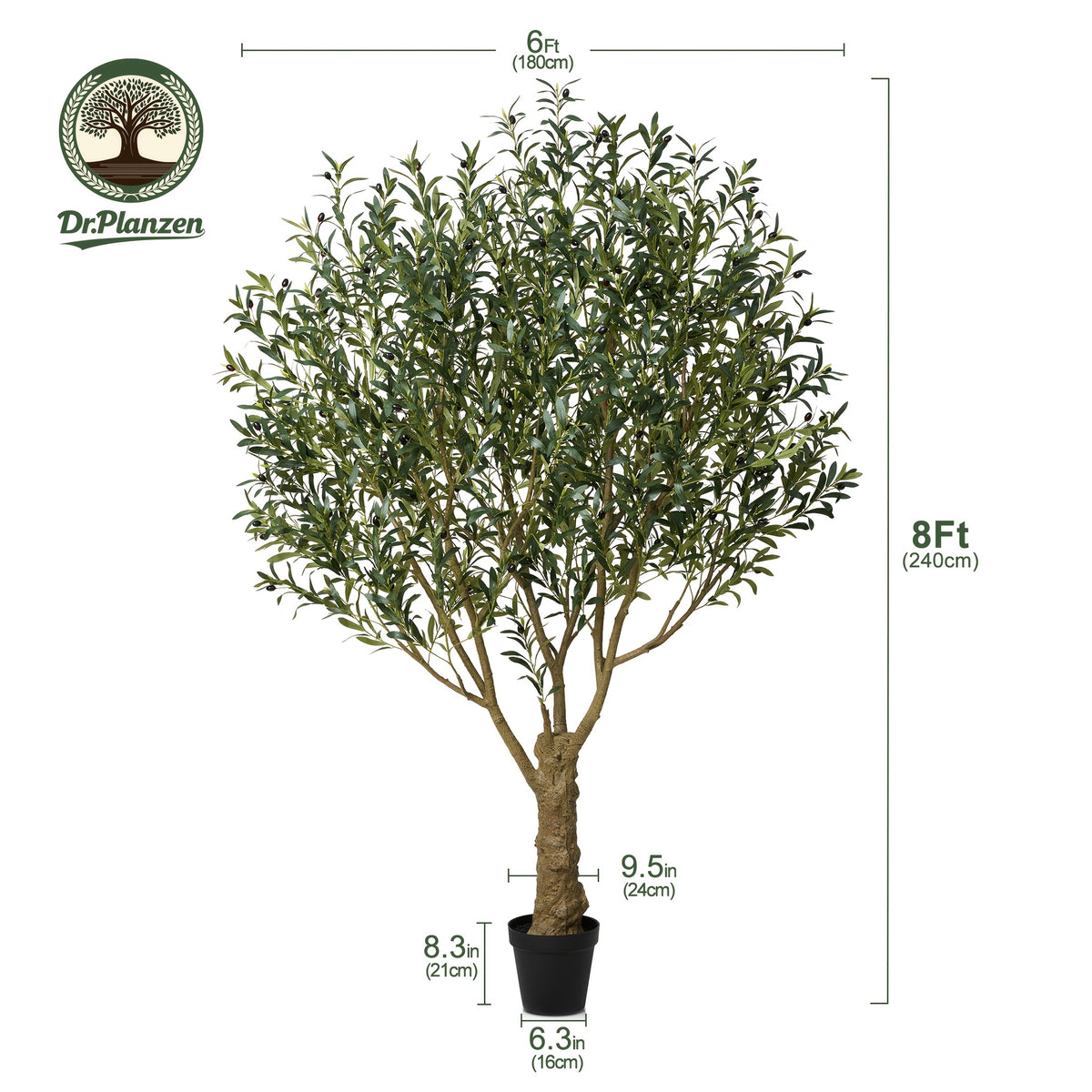 Artificial Olive Tree with Black Planter 5 6 7 8ft UV Resistant Faux Olive Plant Silk Leaves Mediterranean Indoor Outdoor Decor Living Room Office Bedroom Gift