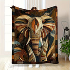 Elephant Flannel Throw Blanket Digital Print Abstract Art Multicolor Hypoallergenic Machine Washable All Season Animal Blanket for Sofa Bed