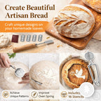 Sourdough Bread Baking Supplies Kit – Banneton Proofing Baskets (10" Round & 9" Oval), Danish Dough Whisk, Bread Lame, Dough Scrapers, Cooking Brush & Basket Liners – Complete Starter Bread Making Set Gift
