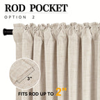100% Blackout Faux Linen Curtains 4 Panels - Thermal Insulated Drapes with Clip Rings or Rod Pocket, Extra Wide 50" Panels for Bedroom Living Room, 10 Colors 4 Lengths