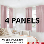 Blackout Curtains Rod Pocket 4-Panel Solid Color Lightweight Matte Drapes | 100% Light Blocking Window Curtains for Bedroom Living Room, 9 Colors 5 Sizes