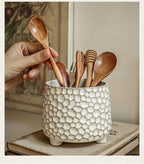 Pine Cone Ceramic Kitchen Tool Holder – Three-Legged Utensil Crock & Decorative Storage Jar for Countertop, Desk & Home Organizer | Personalized Ornament Jar
