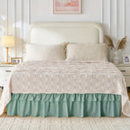 Double Ruffle Bed Skirt – 16" Drop Elastic Wrap-Around | Easy Install, Machine Washable | Twin, Full, Queen, King