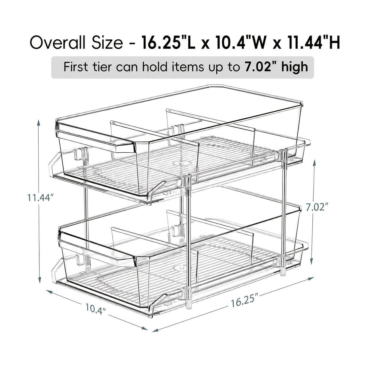 Transparent Pull-Out Storage Organizer – Double-Layer Slide-Out Cabinet Basket for Bathroom Vanity, Under-Sink & Kitchen, Space-Saving Plastic Shelf (1 or 2pcs)