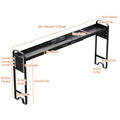 Stove Top Shelf Expandable Spice Rack – Adjustable Back of Stove & Over Sink Shelf for Kitchen Storage Organization, Black