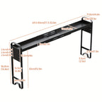 Stove Top Shelf Expandable Spice Rack – Adjustable Back of Stove & Over Sink Shelf for Kitchen Storage Organization, Black
