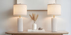 27" Modern Ceramic Table Lamp Set of 2 – Farmhouse Bedside Lamps with 3 Color Temperatures for Bedroom, Living Room & Office (LED Bulb Included)