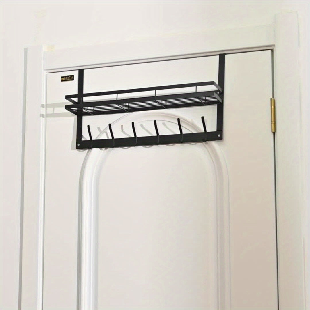 Over Door Hook Rack 2-Tier 5 or 6 Hooks Rustproof Metal – Space-Saving No-Damage Hanger for Clothes, Coats, Hats & Handbags, Gray