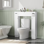 Over Toilet Storage Cabinet White Bathroom Cabinet with Toilet Paper Holder Adjustable Shelves Two Side Doors and Pull-Down Door Space Saving Bathroom Organizer