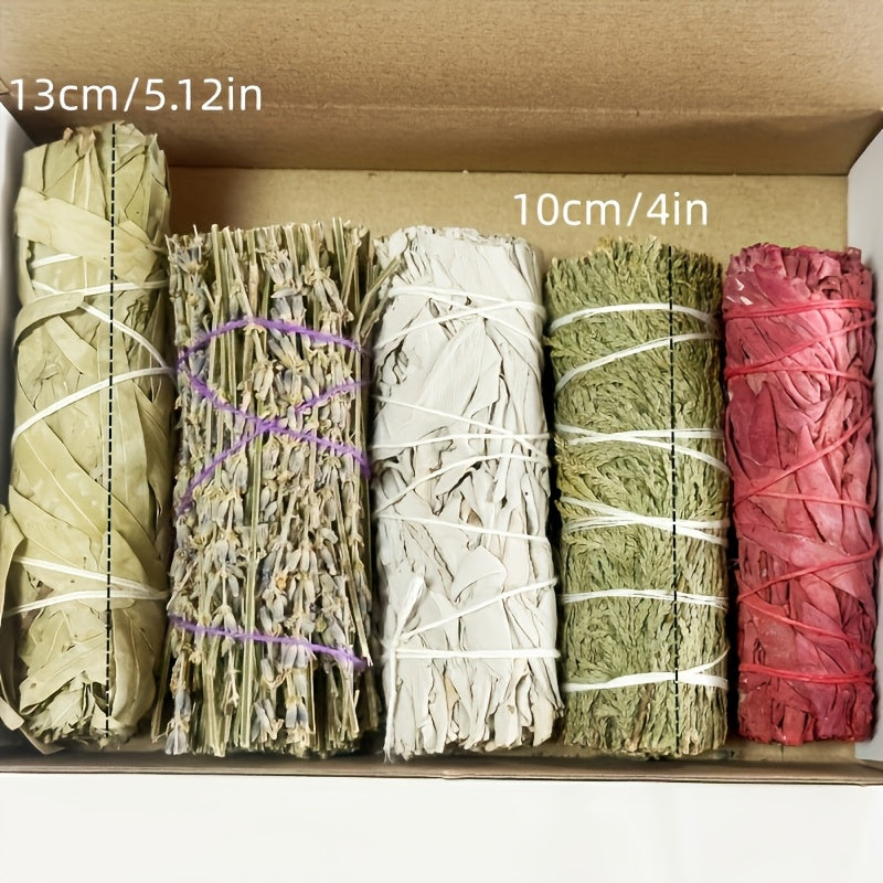 5-Variety Sage & Incense Cleansing Bundle – White Sage, Cedarwood, Dragon's Blood, Eucalyptus & Lavender Sticks for Home Purification, Spiritual Cleansing & Aromatherapy Decor