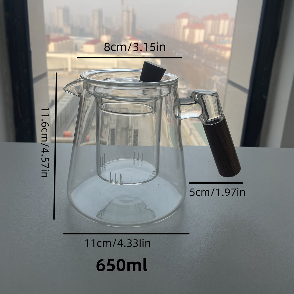 Glass Teapot and Coffee Pot with Handle & Filter – Transparent Stovetop Tea Kettle for Loose Leaf Tea, Herbal Tea & Coffee, Borosilicate Glass, Kitchen Brew Pot