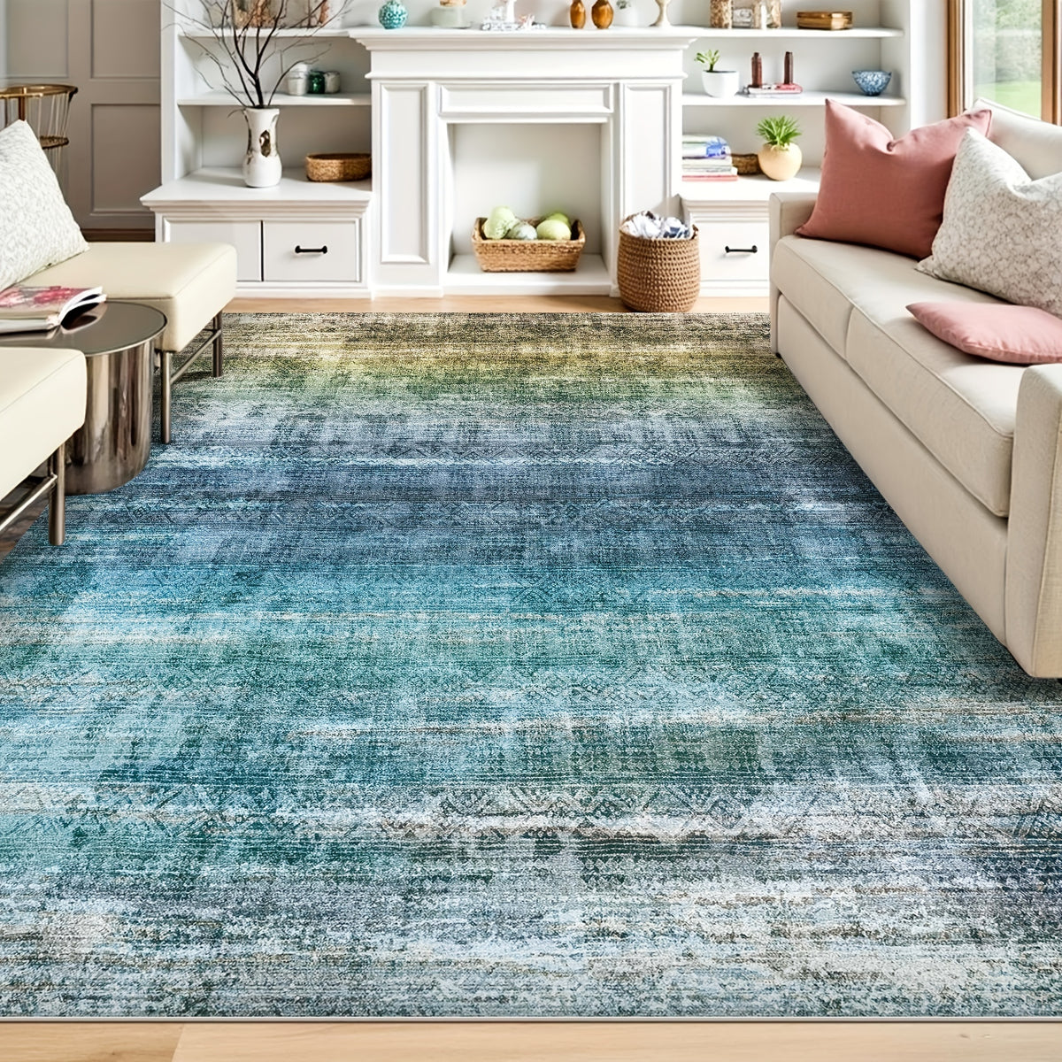 Oslo Washable Area Rug – Gradient Moroccan Vintage Style, Soft Non-Slip, Machine Washable | Living Room, Bedroom & Dining Room | 5 Colors, 5 Sizes | Nuvia Haven
