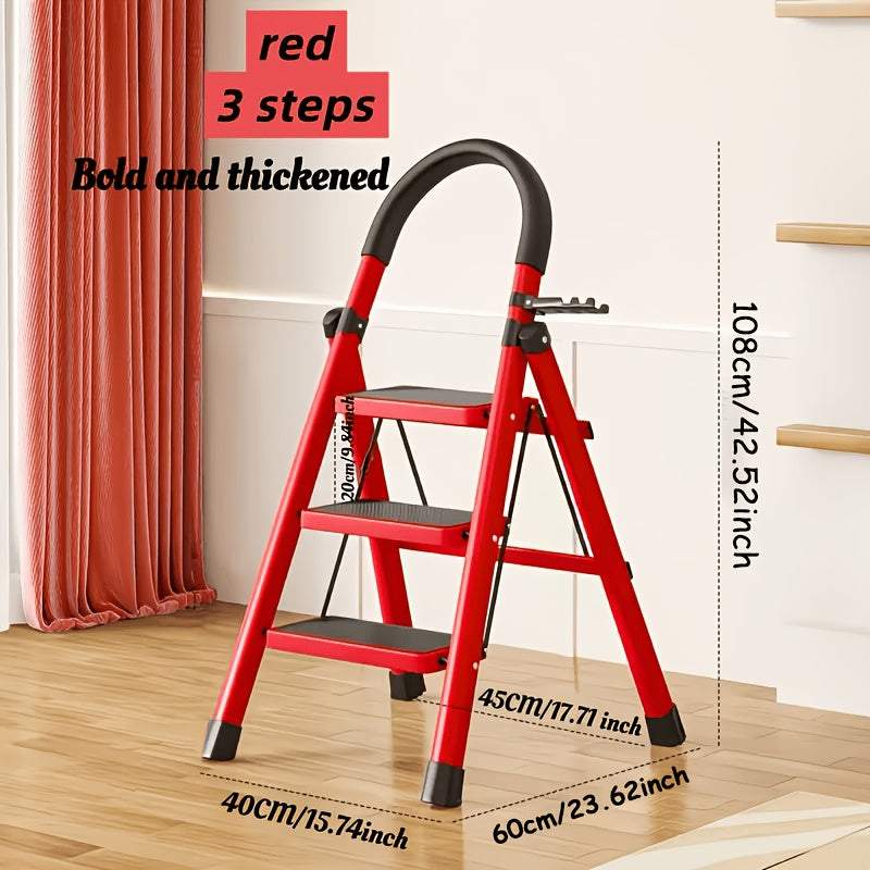 Heavy-Duty Folding Step Ladder 2 3 4 5 Step 500 Lbs Capacity Non-Slip Lightweight Portable Plastic Stepladder for Home and Industrial Use
