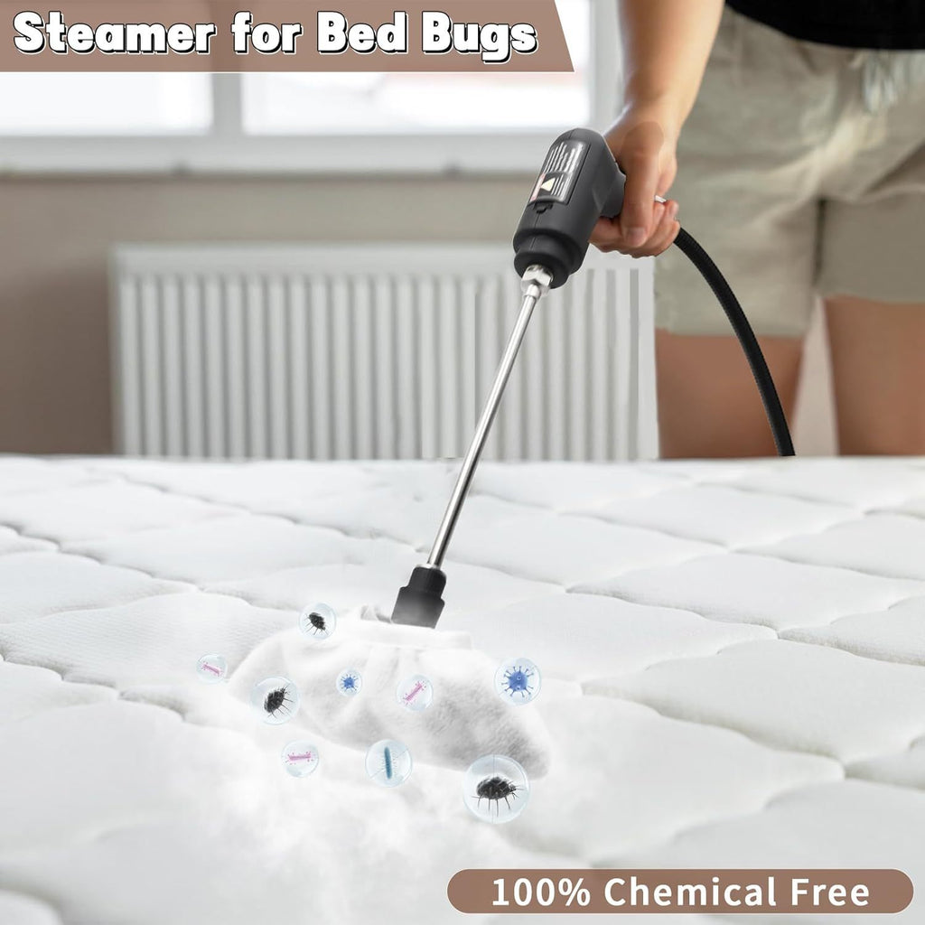 Handheld Steam Cleaner High Pressure 54oz Tank 3-Level Adjustable Handle Portable for Home Car Furniture Grout Bed Bugs 3 Colors