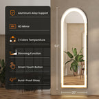 Smart LED Touch Sensor Full-Length Mirror with Adjustable Brightness – Wall-Mount & Freestanding Slim Modern Frame for Vanity, Bedroom & Dressing Room Lighting