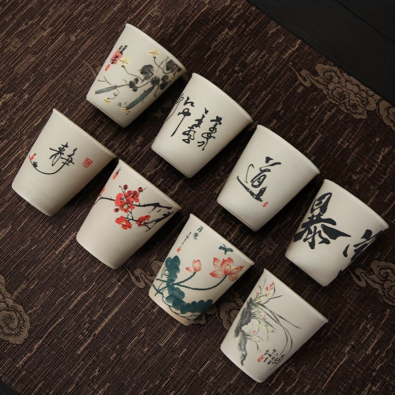 Chinese Ceramic Tea Cups 8pcs – Porcelain Cup & Saucer Combo for Tea Lovers | Elegant Wedding Favors & Cultural Gifts