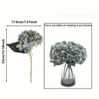 Faux Silk Blue Hydrangea Bouquets 4pcs Deep Lake Blue Artificial Flowers with Green Foliage Long Lasting Polyester Blooms for Home Wedding Event Floral Decor