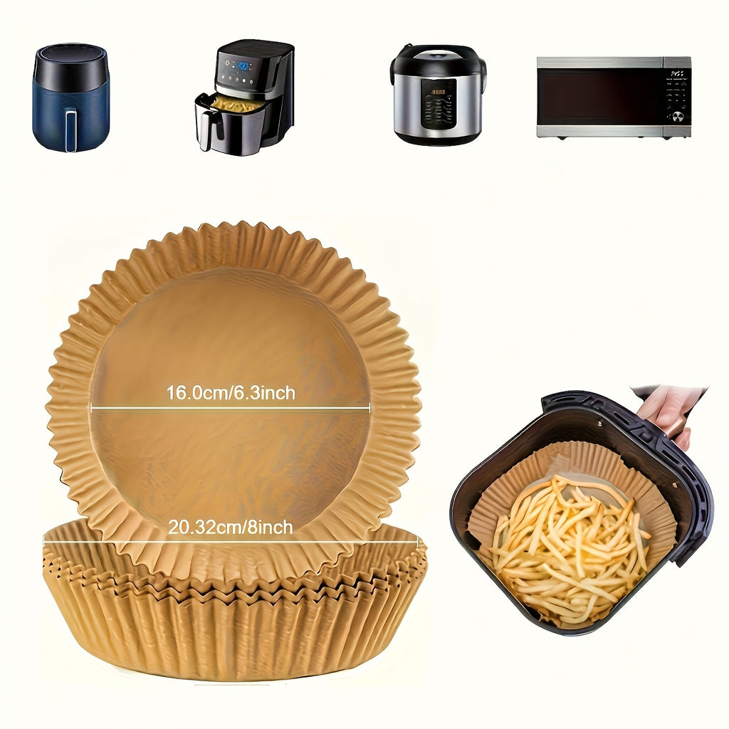 Air Fryer Liners 300pcs Round 7.9-Inch Unbleached Parchment Paper – Oil-Resistant Nonstick Baking Paper for Air Fryer, Oven, Grilling & Microwave