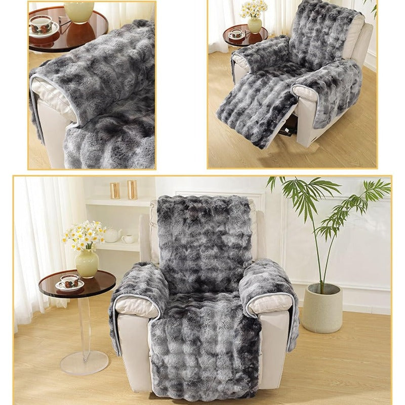 Thick Rabbit Plush Recliner Chair Cover – Soft Non-Slip Shaggy Sofa Slipcover