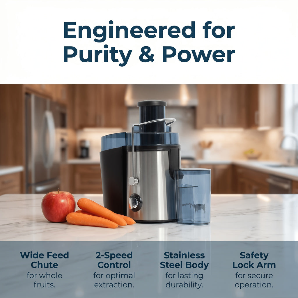 Centrifugal Juicer Machine 2-Speed Wide 3-Inch Feed Chute 54oz Pulp Container Easy to Clean Fruit Vegetable Juice Extractor