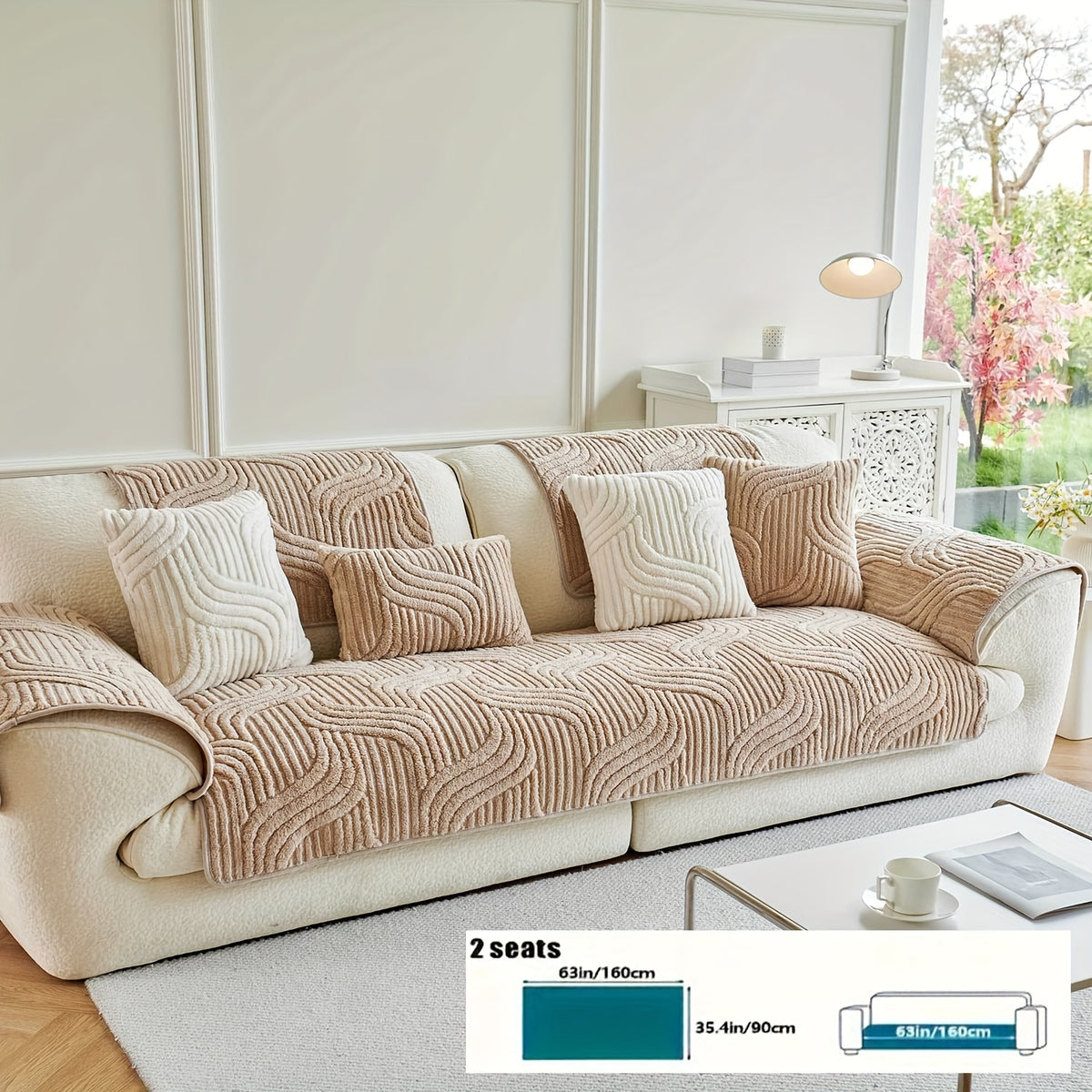 Plush Non-Slip Sofa Cushion Cover Luxury Modern Pet-Proof Breathable Seat Pad Slipcover for Couch Living Room Bedroom Office – Soft Velvet Sofa Seat Cushion Protector Home Decor