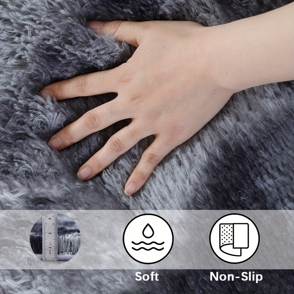 Velvet Shag Area Rug with Non-Slip Backing – Super Soft Plush Indoor Carpet for Living Room, Bedroom & Kitchen, Tie-Dye & Solid Colors, 5 Sizes