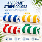 Oversized Striped Beach Towels 2 or 4pcs – Ultra-Soft Quick-Dry Sand-Free Vacation Design | Multiple Colors | Great for Beach, Swim, Travel, Yoga, Camping & Bath