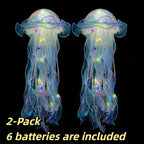 LED Jellyfish Chandelier Lights Color Changing, Set of 2 Hanging Outdoor Garden Tree Lights for Christmas, Halloween, Gender Reveal & Mood Lighting, Battery Powered