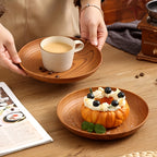 10-Piece Wood Grain Dinner Plates Set 7.8 Inch Thickened Plastic Plates Salad Breakfast Serving Trays Family Dining Multi-Use