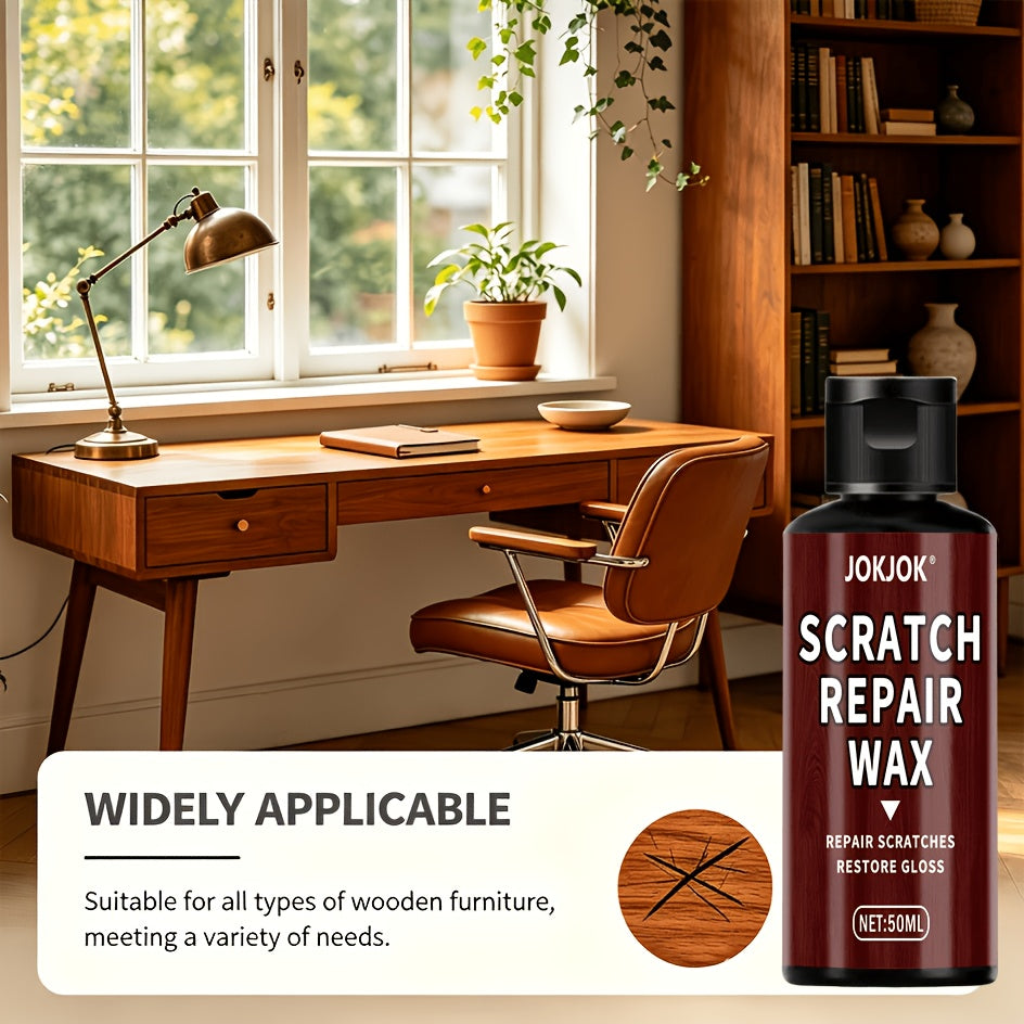 JOKJOK Wood Scratch Repair Wax & Polish with Sponge – Restores Luster, Prevents Drying & Aging on Hardwood Floors, Mahogany, Cabinets, Doors, Tables & Furniture
