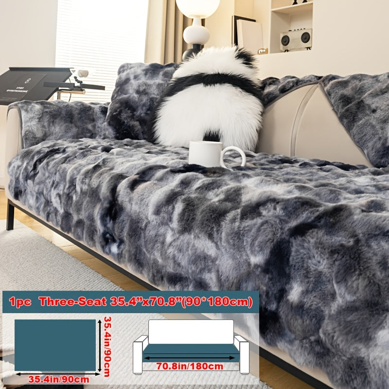 Plush Gradient Velvet Sofa Cover 450-500gsm Super Soft Warm Winter Pet Friendly Non-Slip Machine Washable Modern Style 1 2 3 4 Seater Living Room Couch Protector