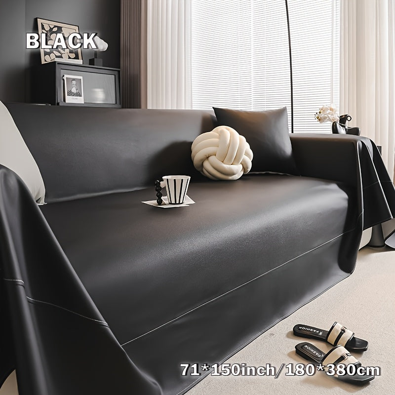 Faux Leather Sofa Cover Universal Anti-Slip Pet Friendly Machine Washable Couch Slipcover All Season Light Grey Coffee Black 3 Sizes