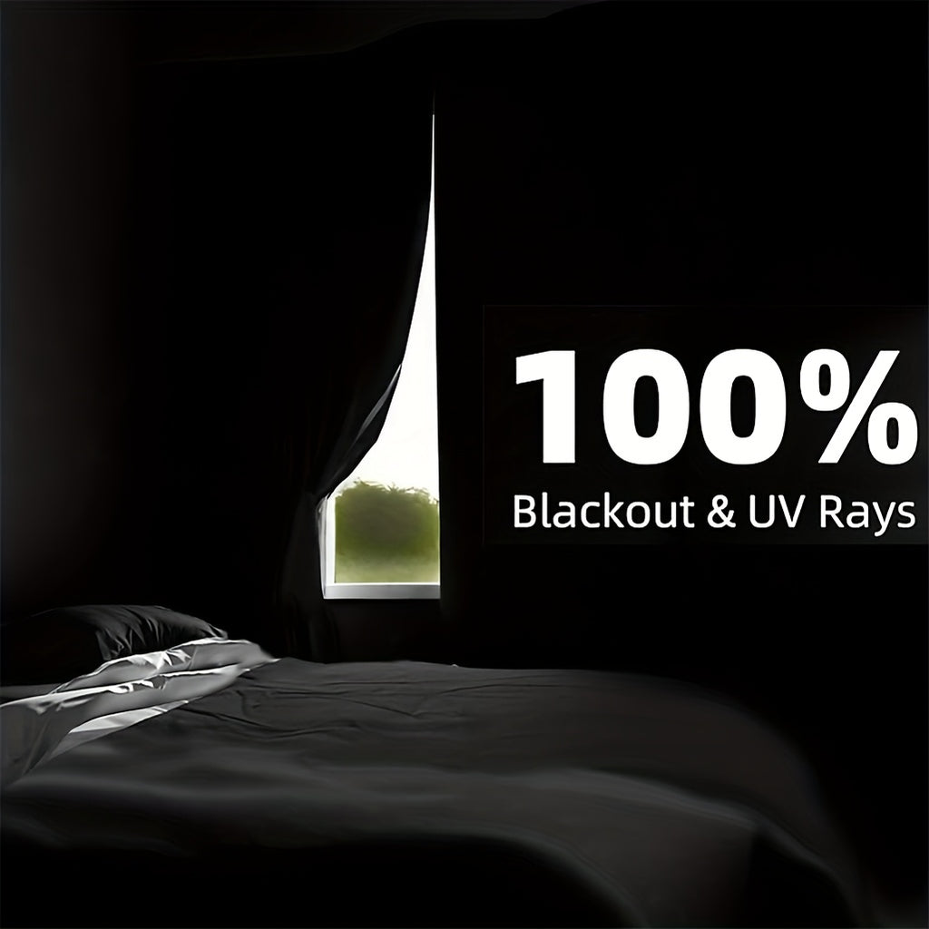 Portable Blackout Curtains 100% Blackout No Drill - Cuttable Magnetic Window Shades for Bedroom Nursery RV Media Room, UV Heat Blocking, 3 Sizes