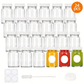 2oz Glass Shot Bottles with Caps 12/24 Pack – Mini Ginger Shot Juice Bottles with Lids, Waterproof Stickers & Brush, Potion Oil Party Mugs, 1.8x2.95 Inch