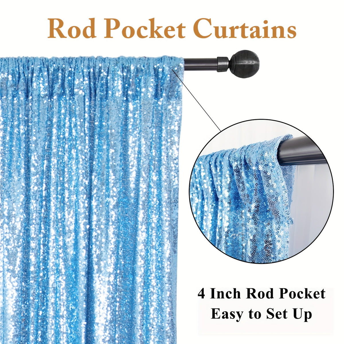 Sequin Curtains Backdrop 4 & 6 Panels 2x8FT - Shimmer Glitter Party Backdrop Curtain for Wedding Birthday Bachelorette Photo Booth, 25 Colors Reusable Event Decoration